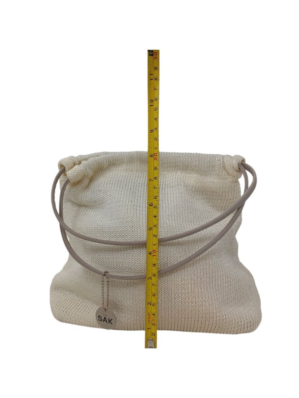 The Sak Womens Ivory Knit Bucket Bag With Double Strap Snap #I-4 - Picture 5 of 15